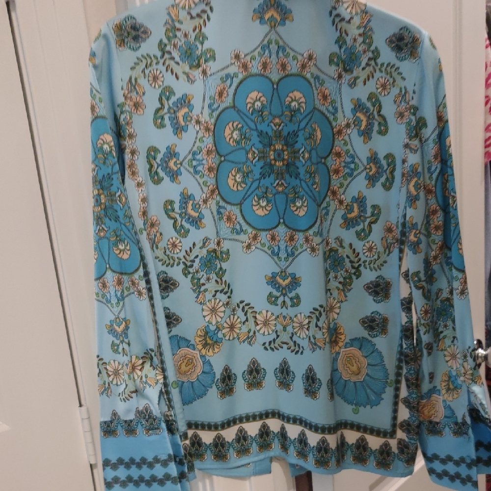 Rachel Zoe Blue Floral Women''s Shirt - Picture 4 of 6